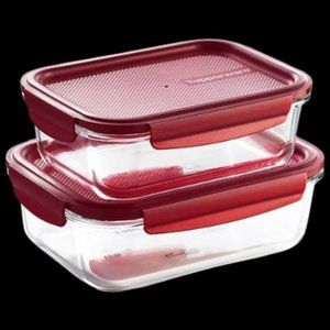 Tupperware PremiaGlass Premia Glass Container 1.5L and 1L Set of 2 Bordeaux New